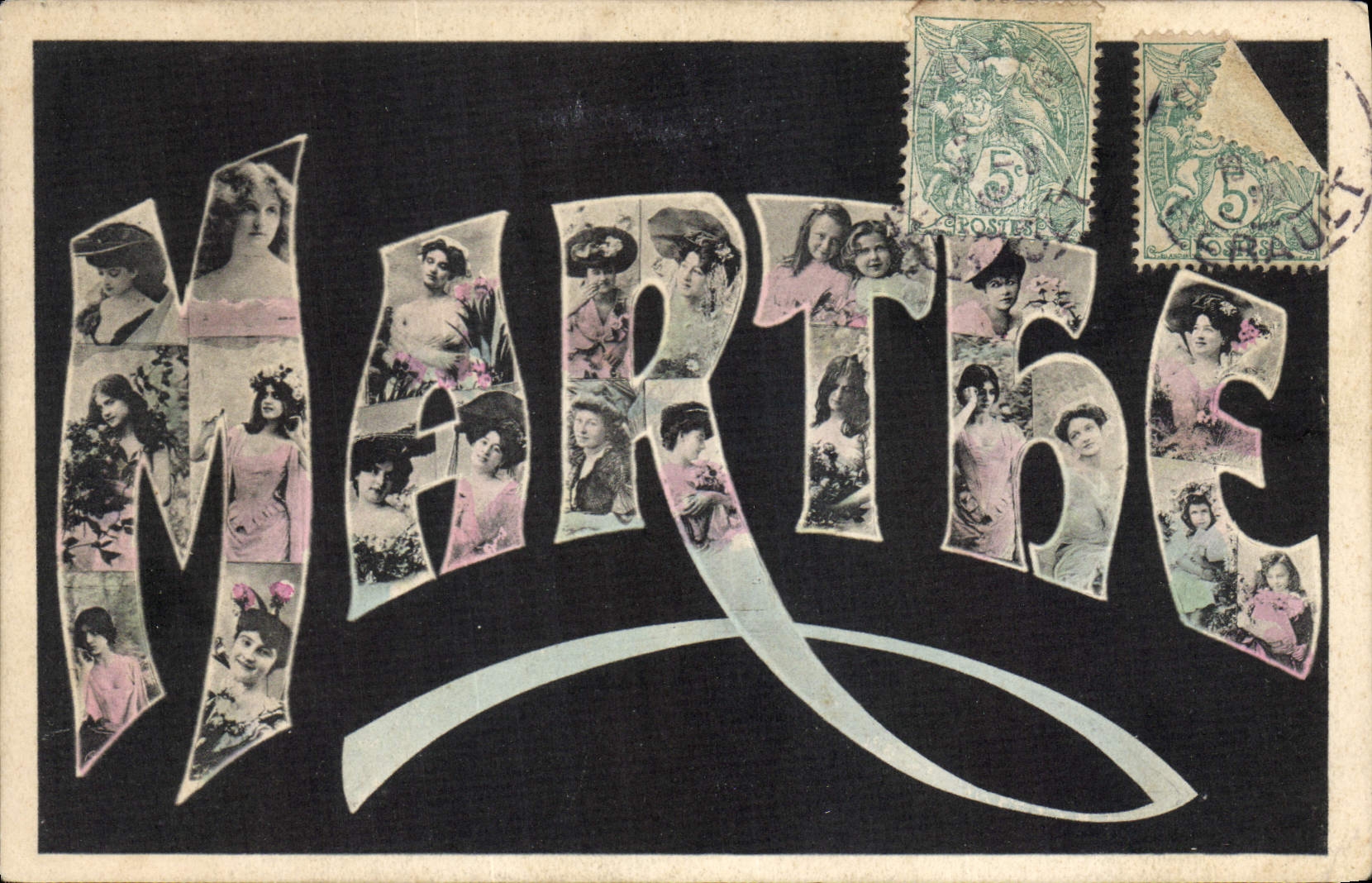 VINTAGE POSTCARD Fantasy Woman Marthe First name