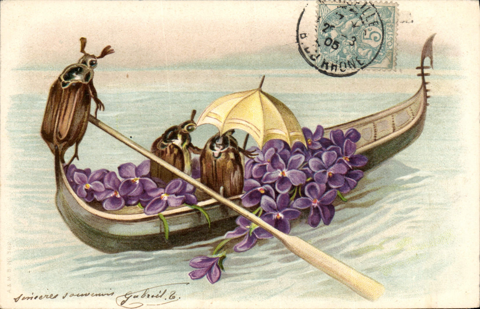 VINTAGE POSTCARD Insects Flowers