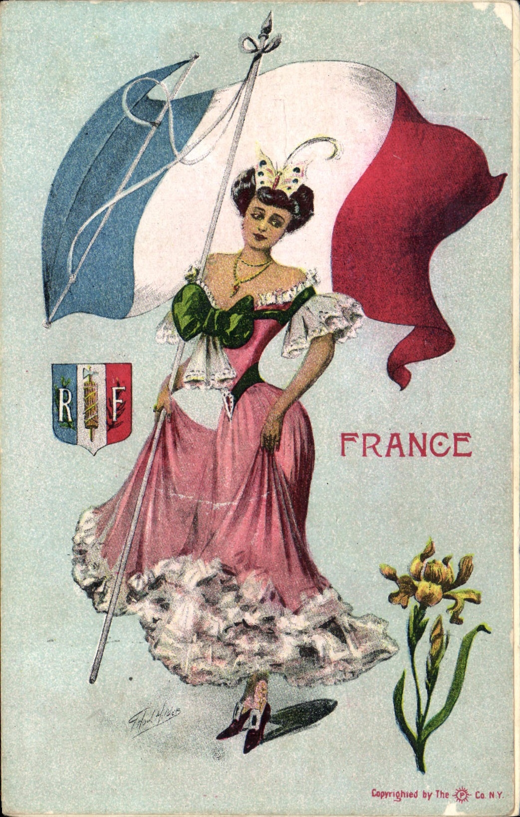 CPA Fantaisie Illustrateur Femme France Drapeau