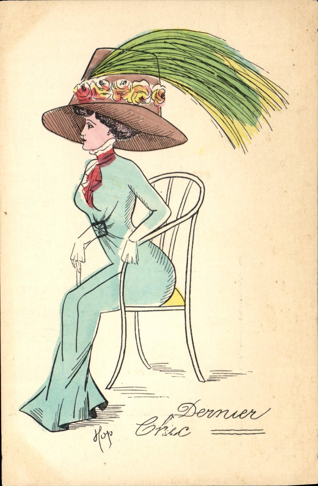 CPA Fantaisie Illustrateur Femme Dernier Chic Hop Chapeau Coiffe