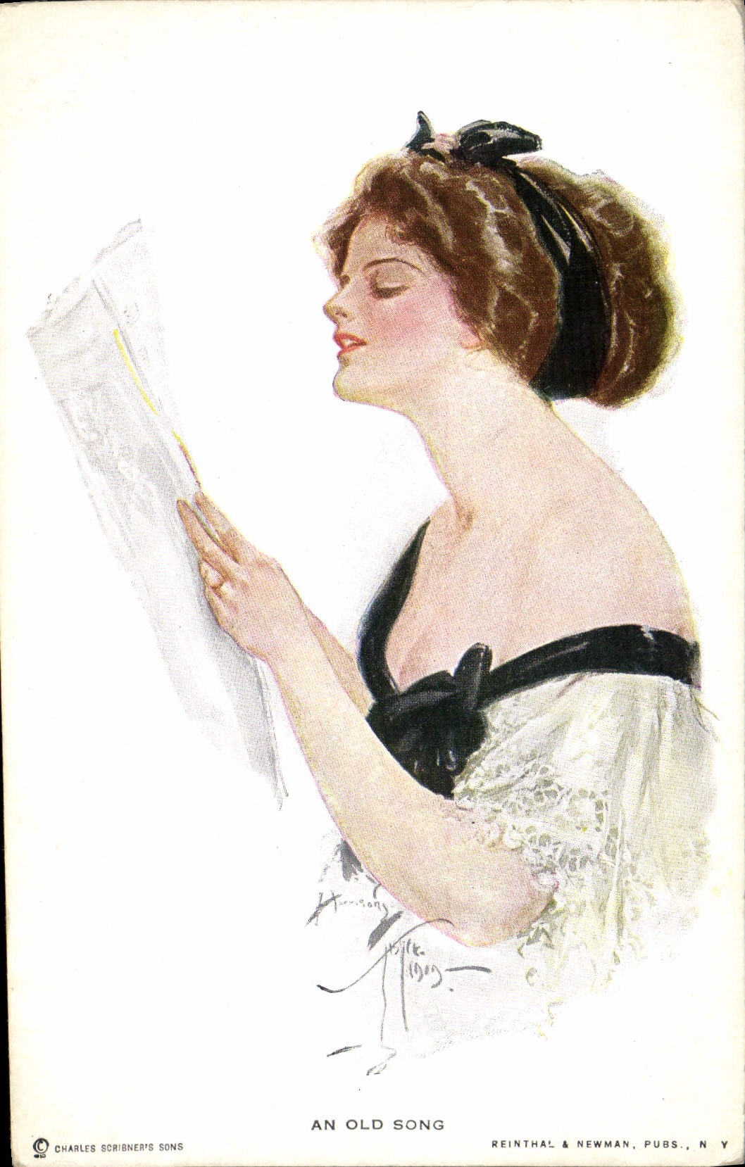 CPA Fantaisie Illustrateur Femme An old song 