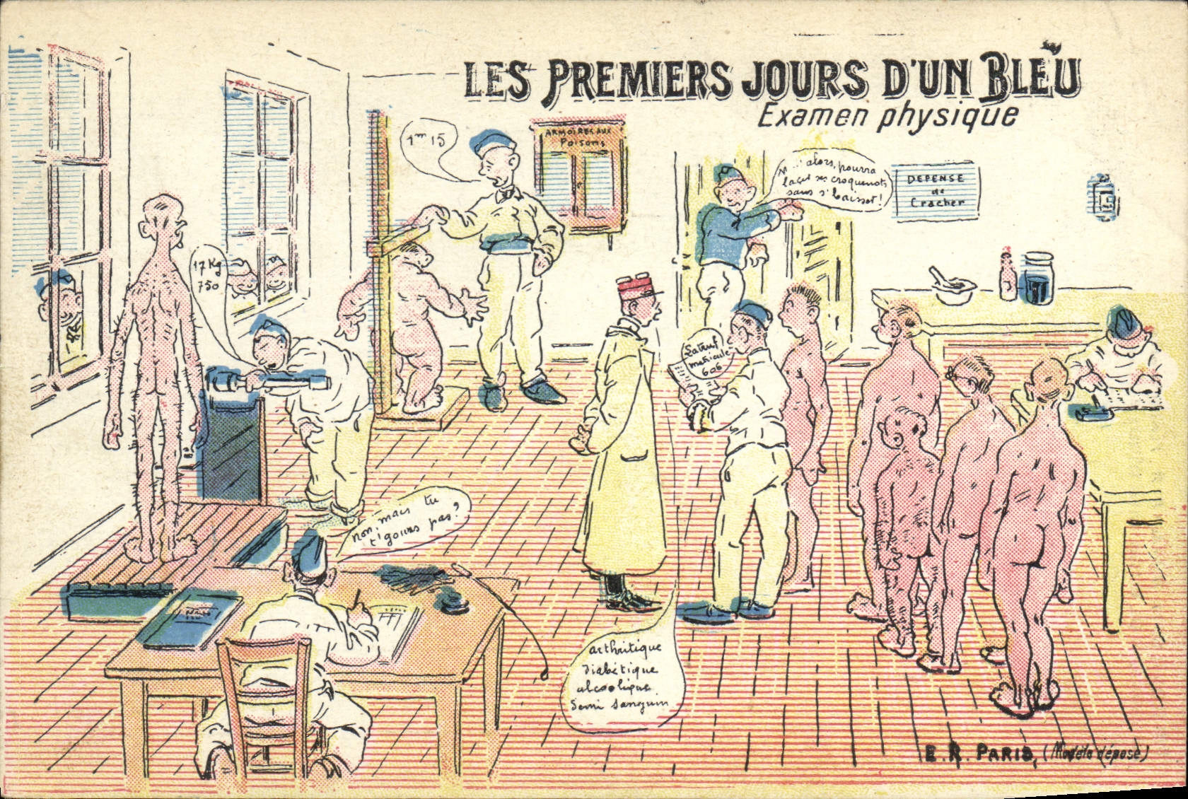 CPA Militaria Les premiers jours d'un bleu Examen physique