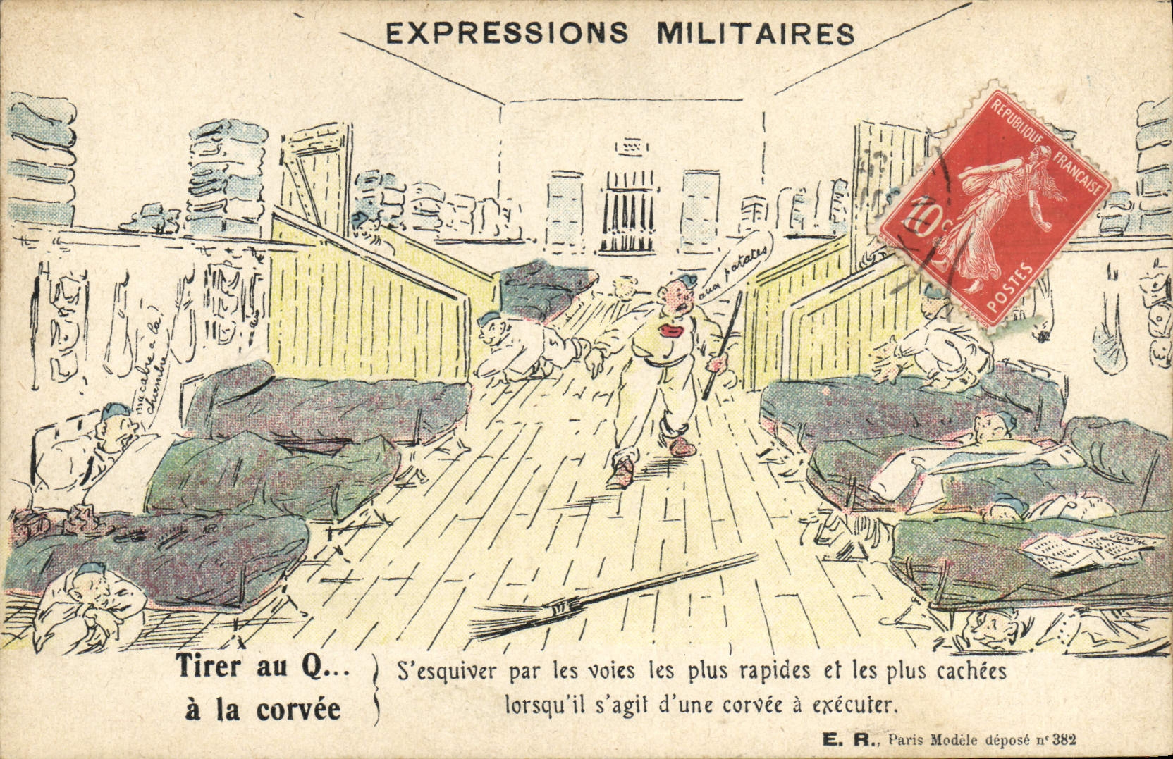 CPA Militaria Tirer au Q a al corvee