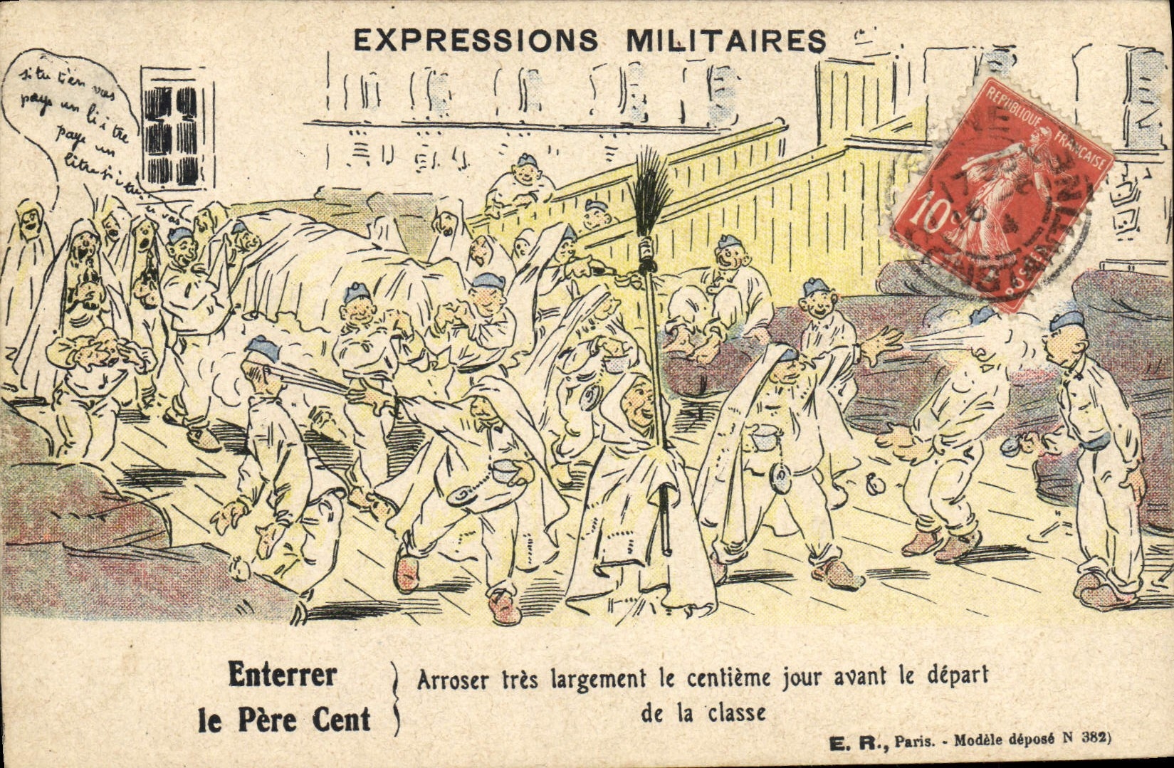CPA Militaria Enterrer le pere Cent
