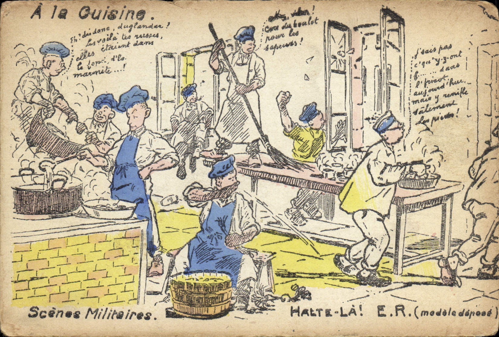 VINTAGE POSTCARD Militaria With the kitchen