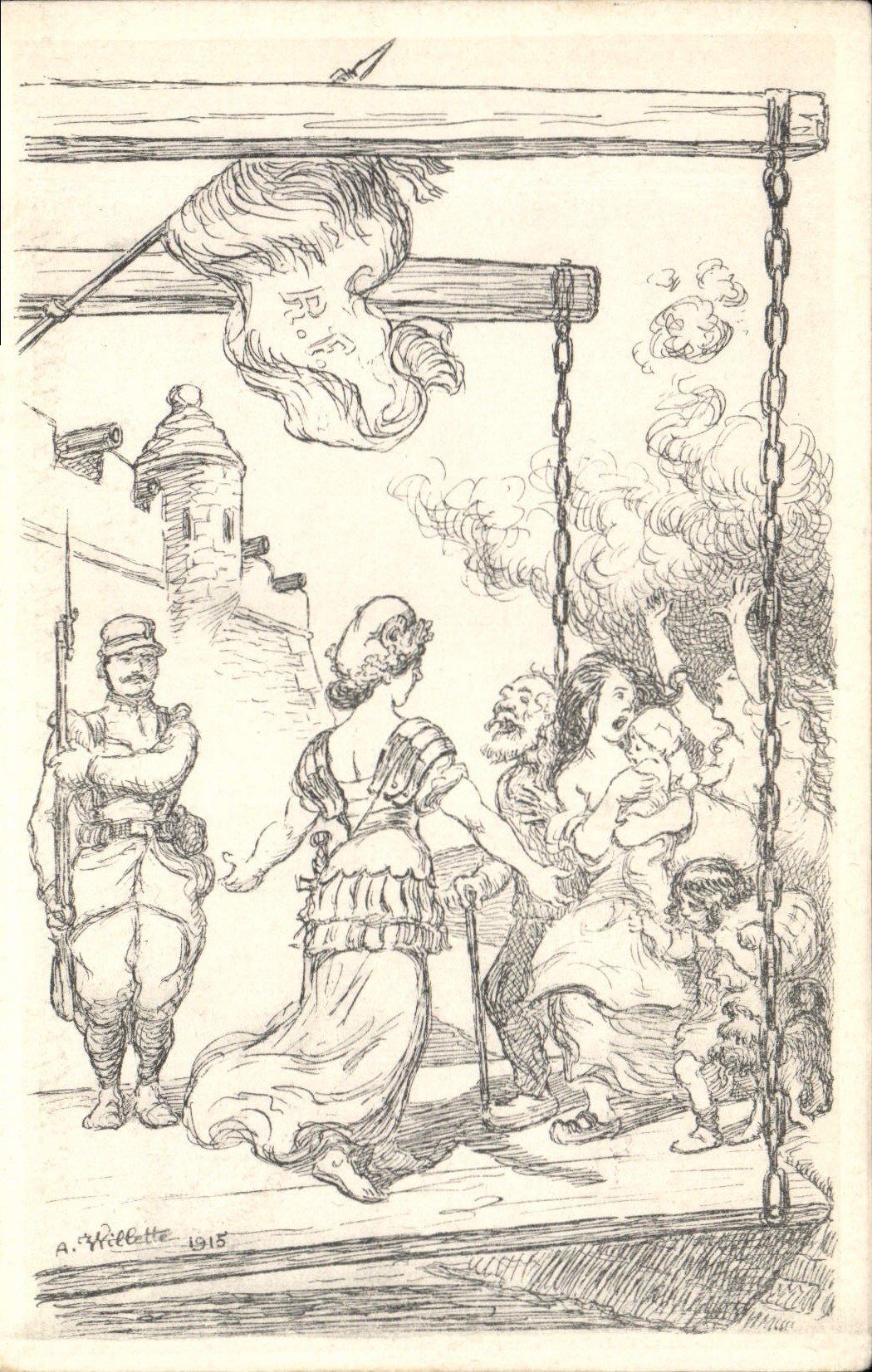 CPA Militaria Marianne Dans les flammes