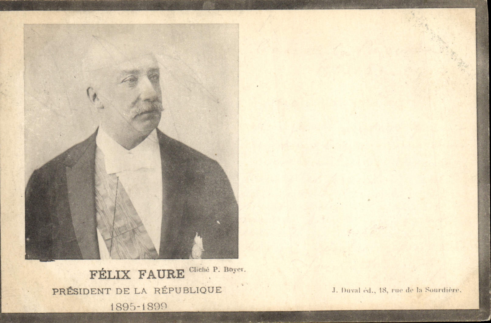 VINTAGE POSTCARD Felix Faure President of the Republic