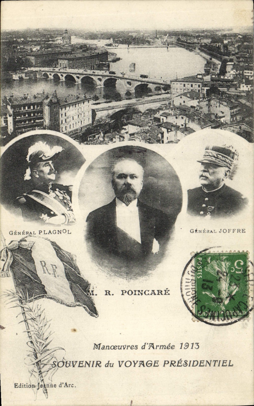 CPA Manoeuvres du voyage Presidentile 1913 General Plagnol General Joffre Poincare Manoeuvres d'armee 1913