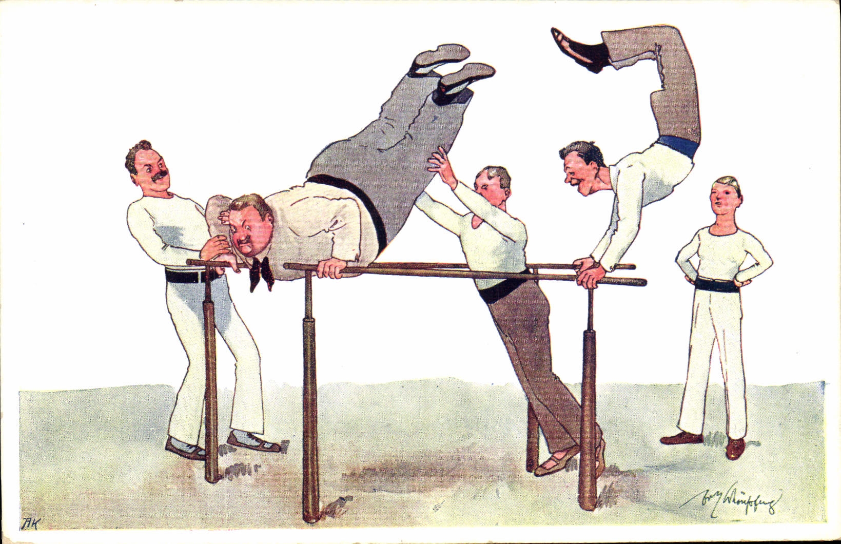 VINTAGE POSTCARD Gymnastic Illustrator