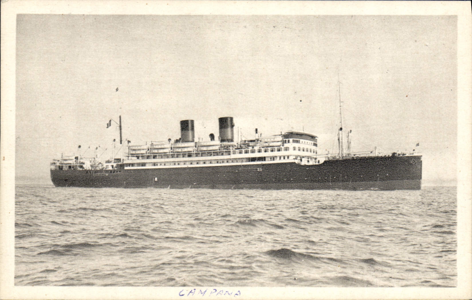 VINTAGE POSTCARD Boat Campana co. Gle of the Maritime transport