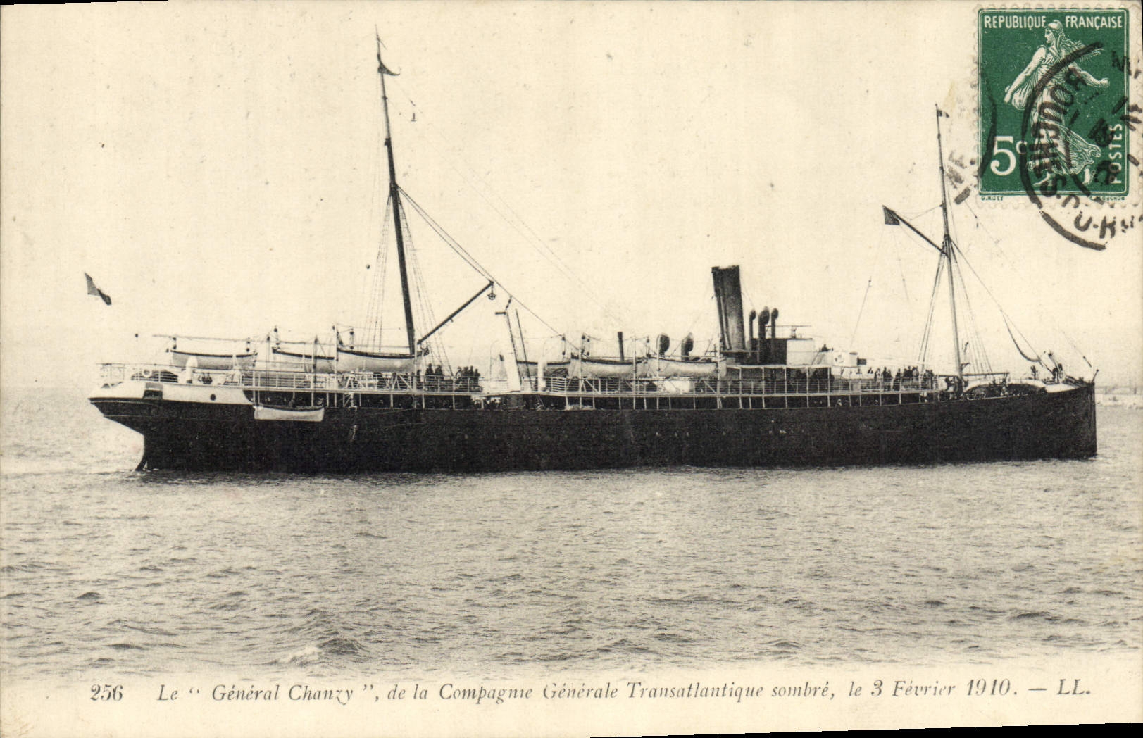 VINTAGE POSTCARD Boat general Chanzy of the Transatlantic General Company