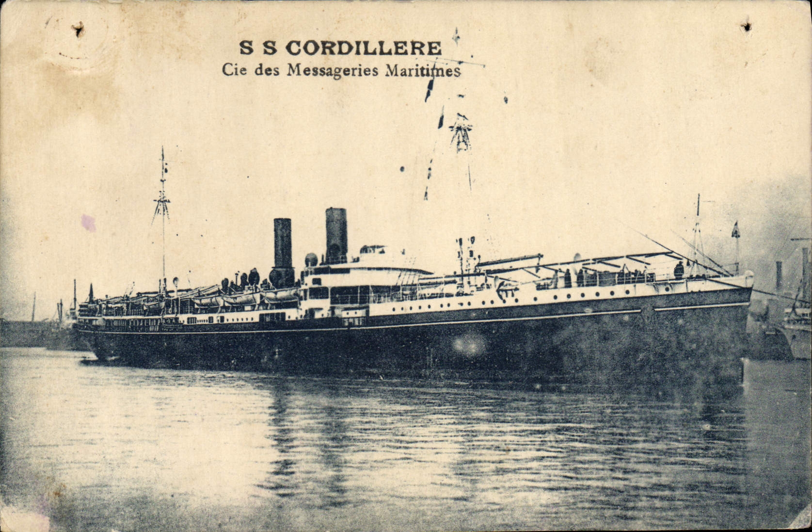 Barco S Cordillera Co de la POSTAL de la VENDIMIA del transporte marítimo
