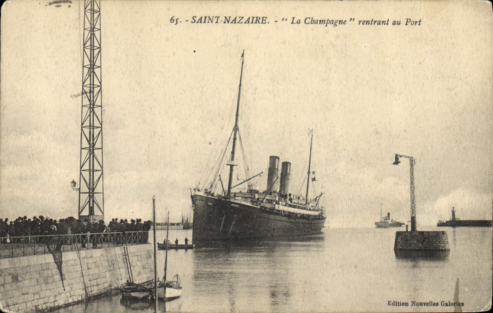 Saint Nazaire del barco de la POSTAL de la VENDIMIA el champán que vuelve al puerto