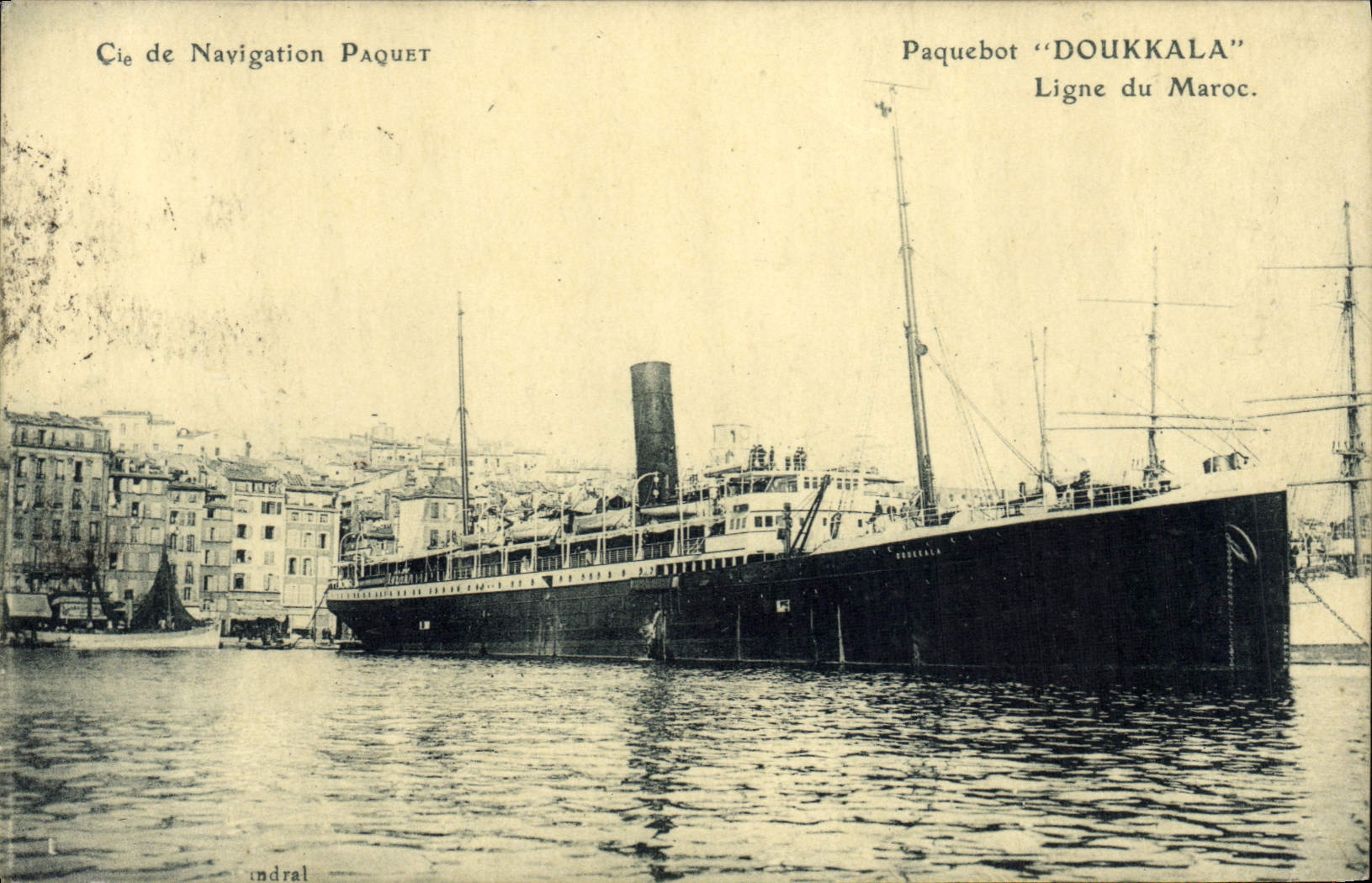 VINTAGE POSTCARD Boat Steamer Doukkala line of Morocco Co of Navigation Package