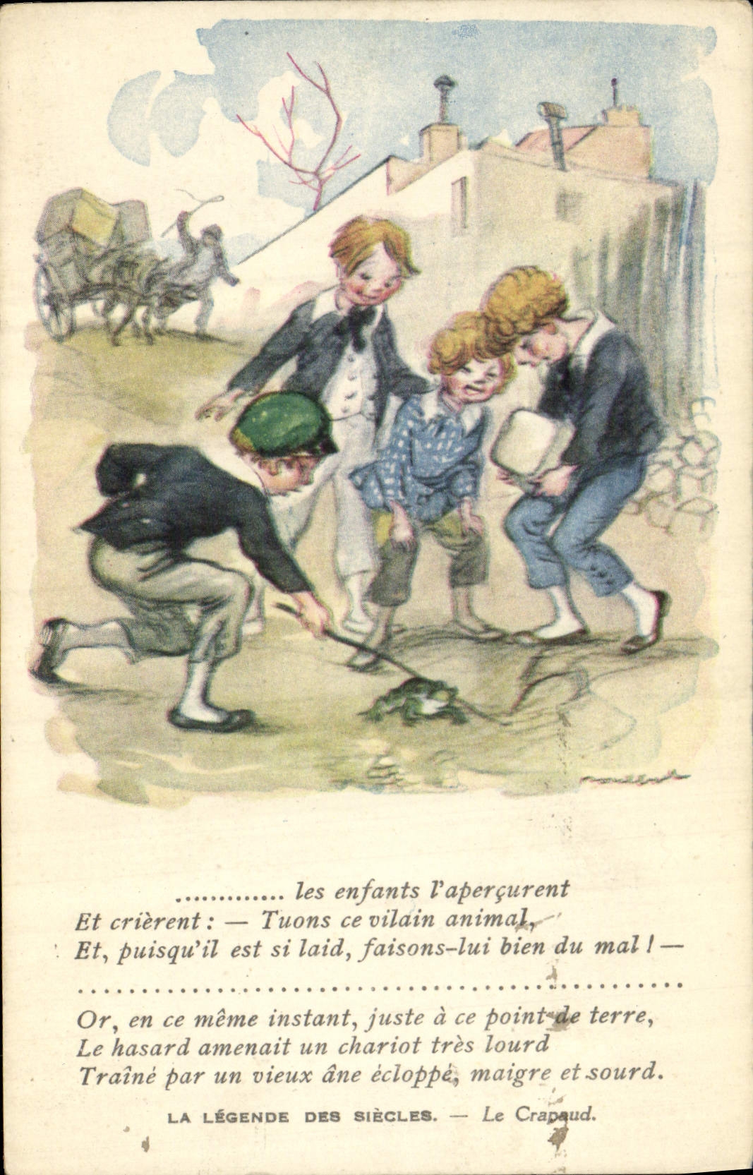 CPA Illustrateur Poulbot Grenouille Crapaud 