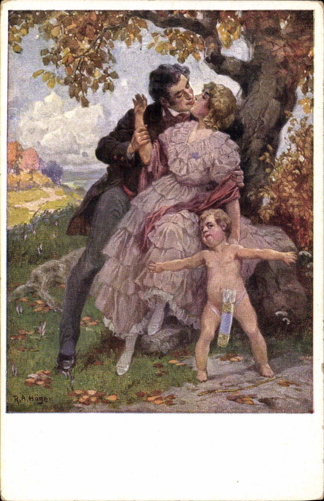 VINTAGE POSTCARD Fantasy Illustrator Woman Häger Angel