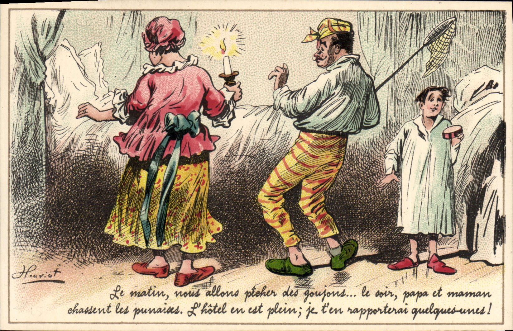 VINTAGE POSTCARD Fantasy Illustrator To sin the pins Fishes