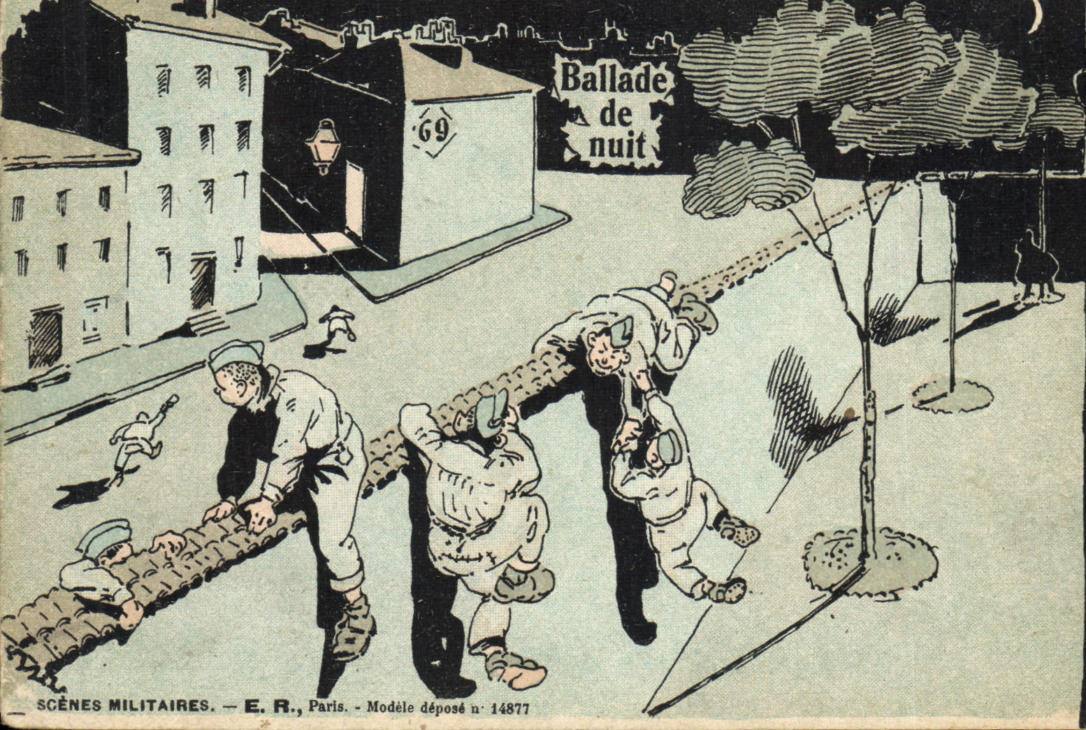 VINTAGE POSTCARD Fantasy Militaria Ballade of night