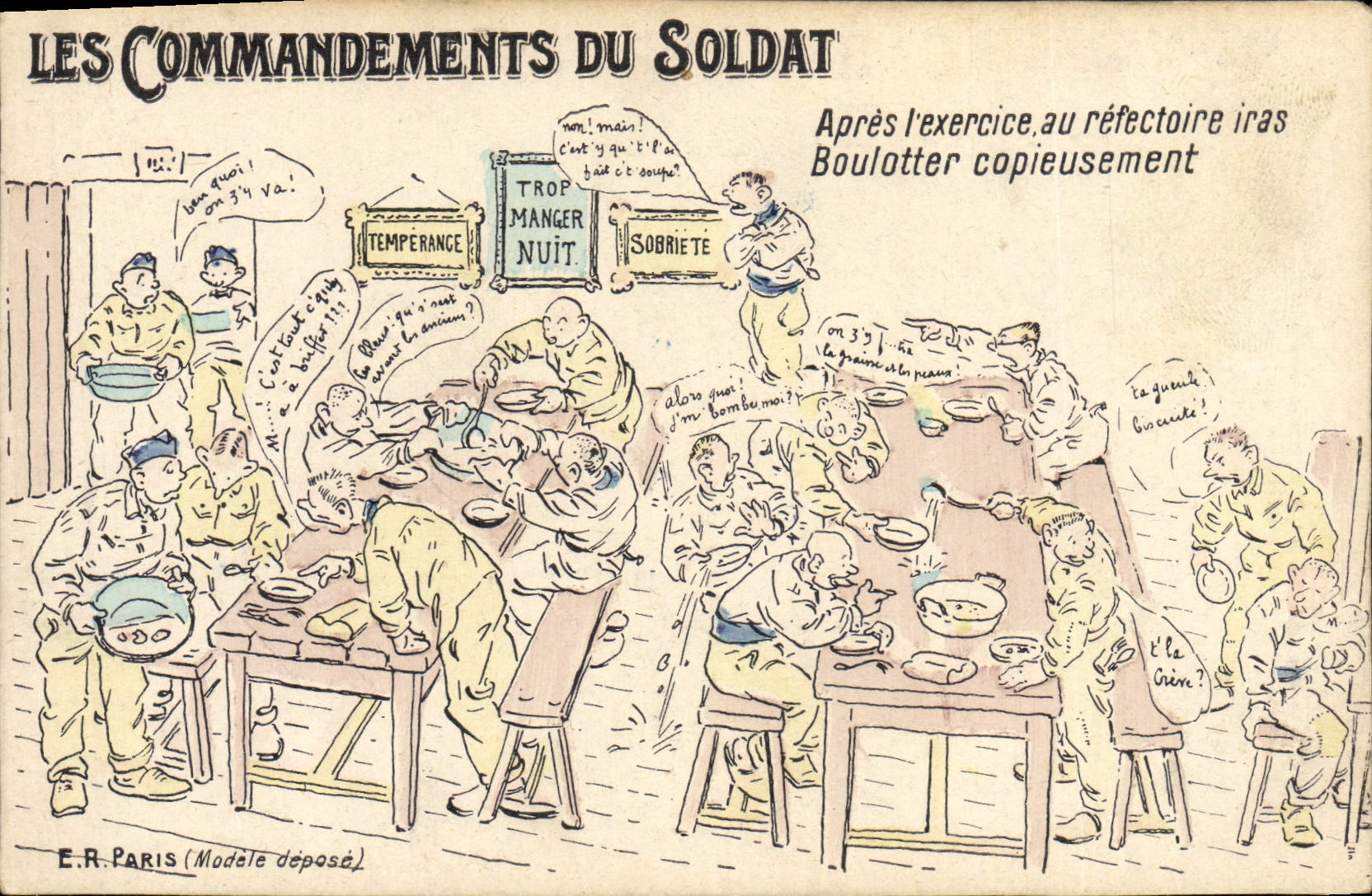 VINTAGE POSTCARD Militaria Fantasy commands of the soldier