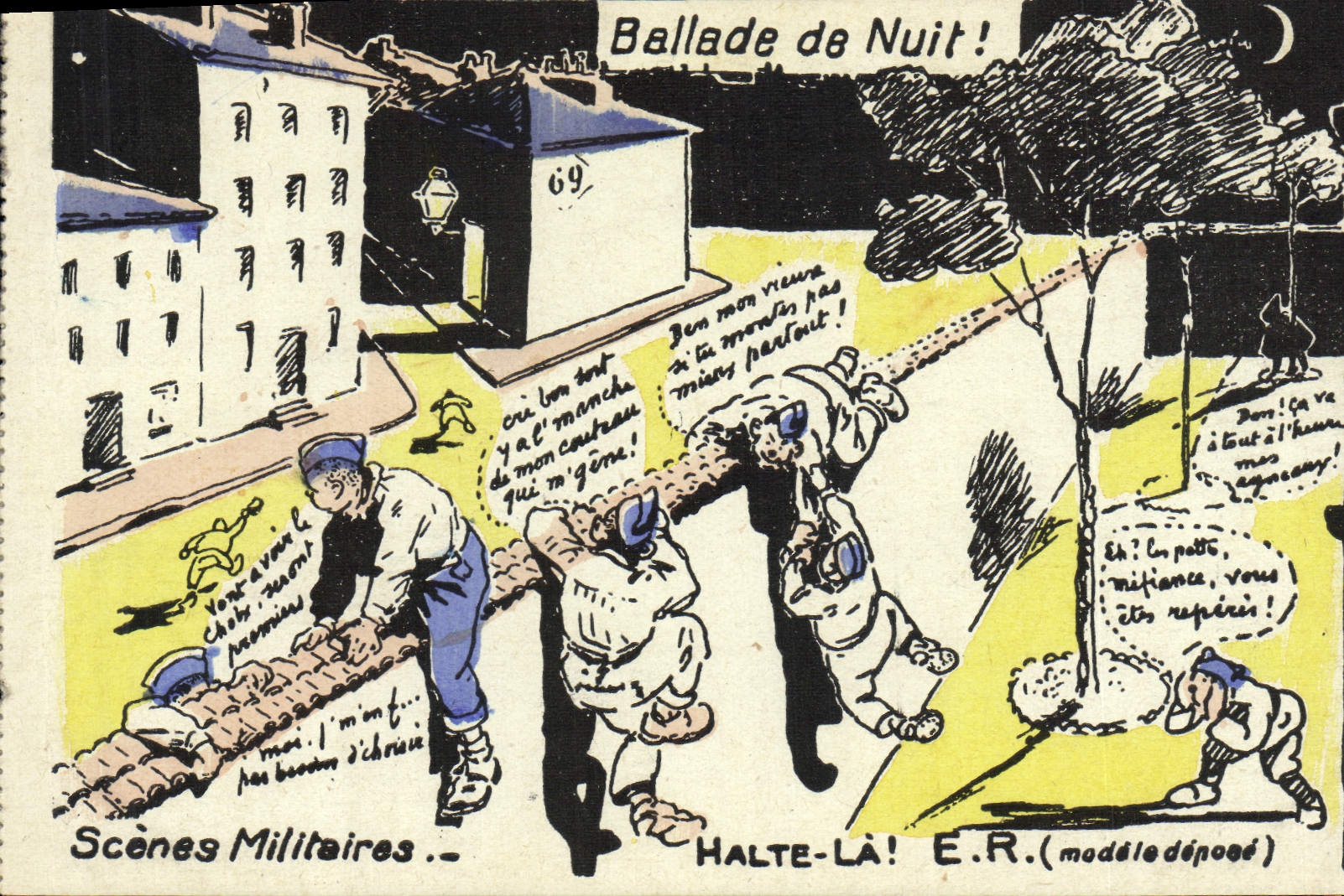 CPA Fantaisie Militaria Ballade de nuit