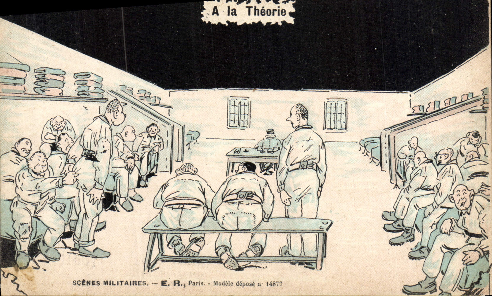 CPA Fantaisie Militaria A la theorie