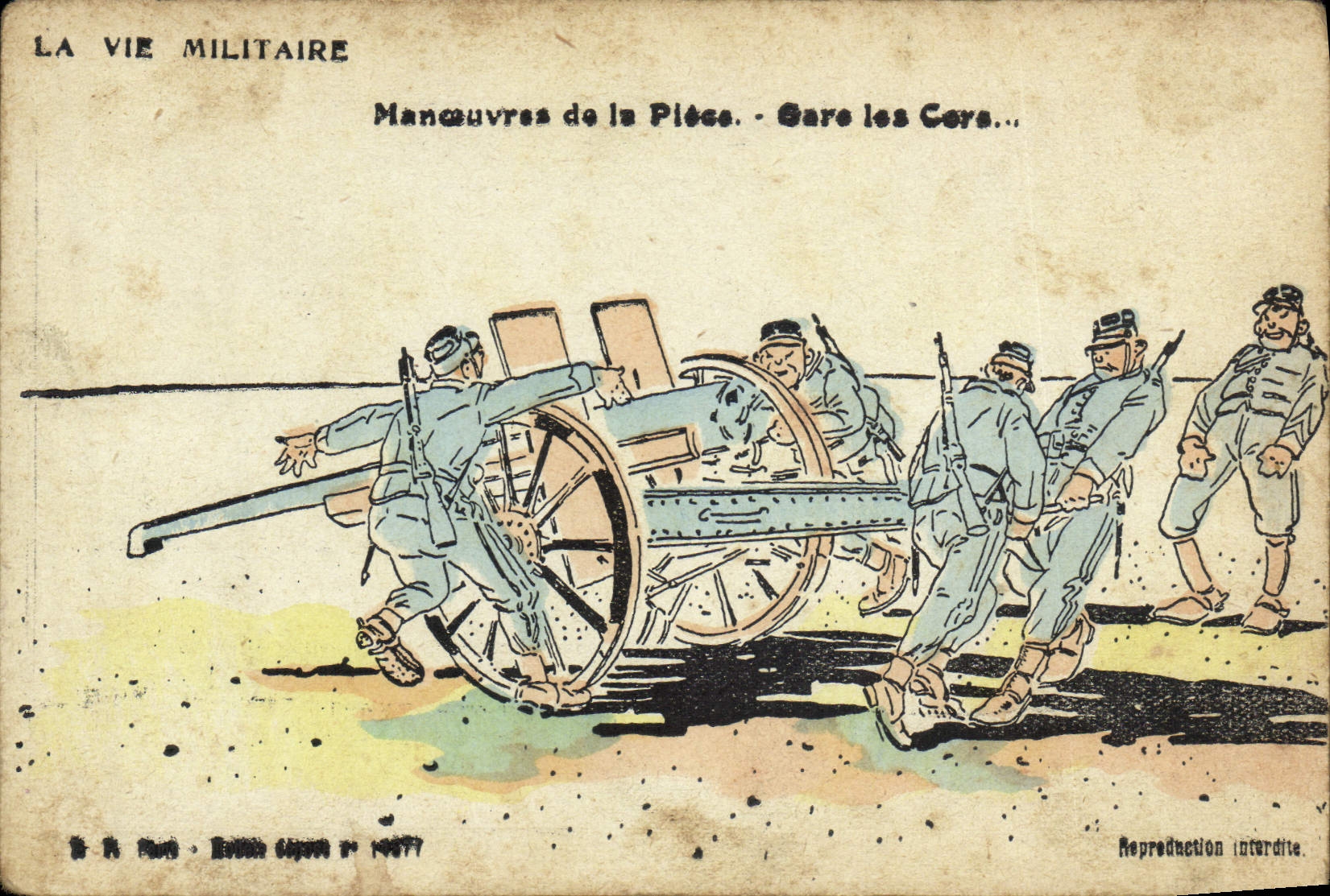VINTAGE POSTCARD Fantasy Militaria Operations at piece-rates