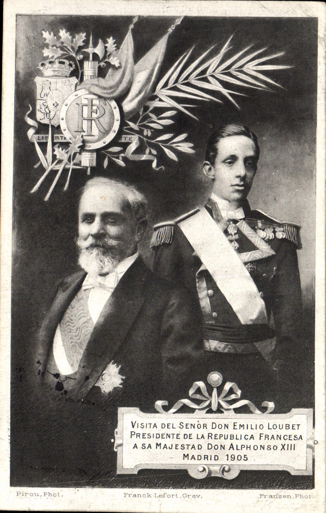 VINTAGE POSTCARD Loubet Alphonse XIII Madrid 1905