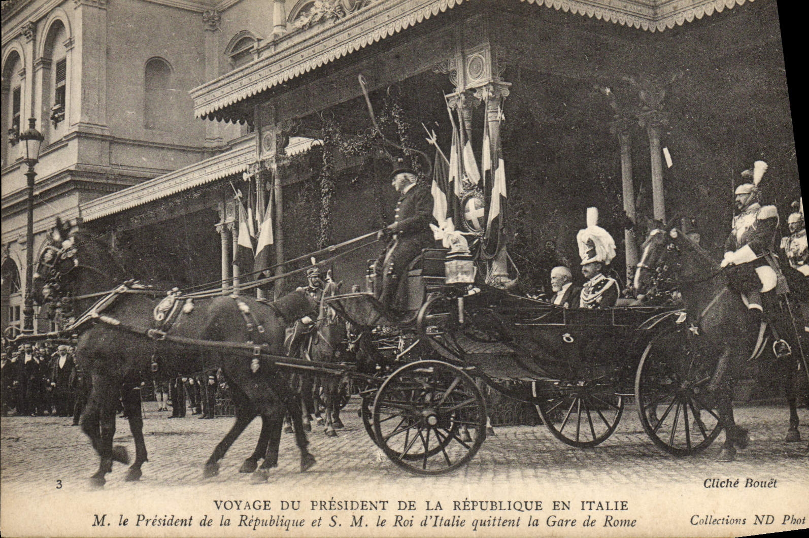 VINTAGE POSTCARD Voyage of the President of the Republic in Italy Parks of Rome