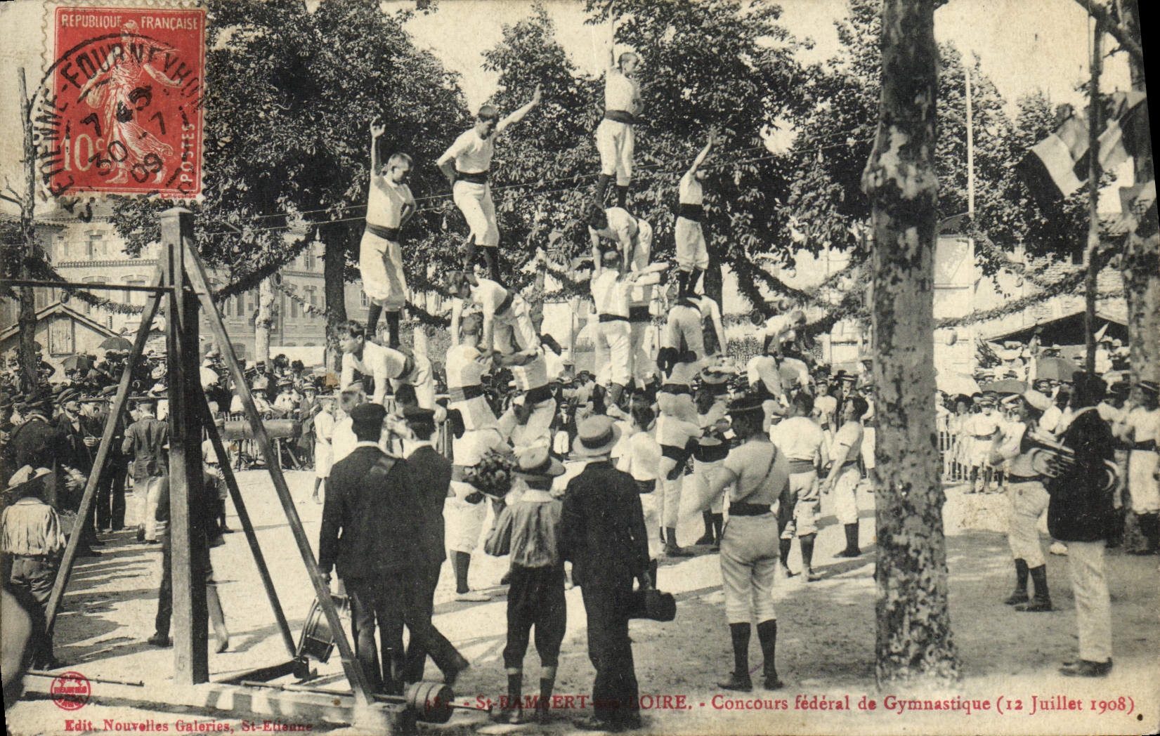 VINTAGE POSTCARD Holy Rambert on the Loire federal Contest of gymnastics 1908