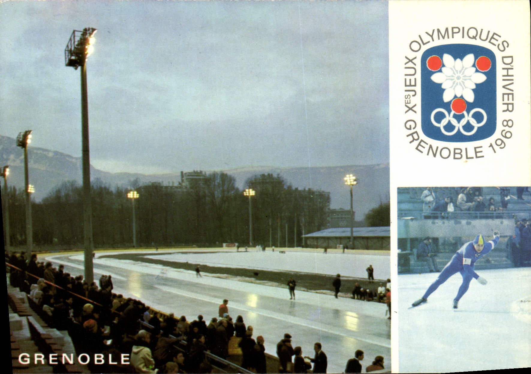 VINTAGE POSTCARD Grenoble 1968 Speed skating