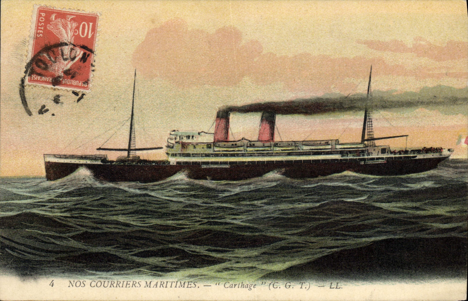VINTAGE POSTCARD Boat Steamer Carthage CGT