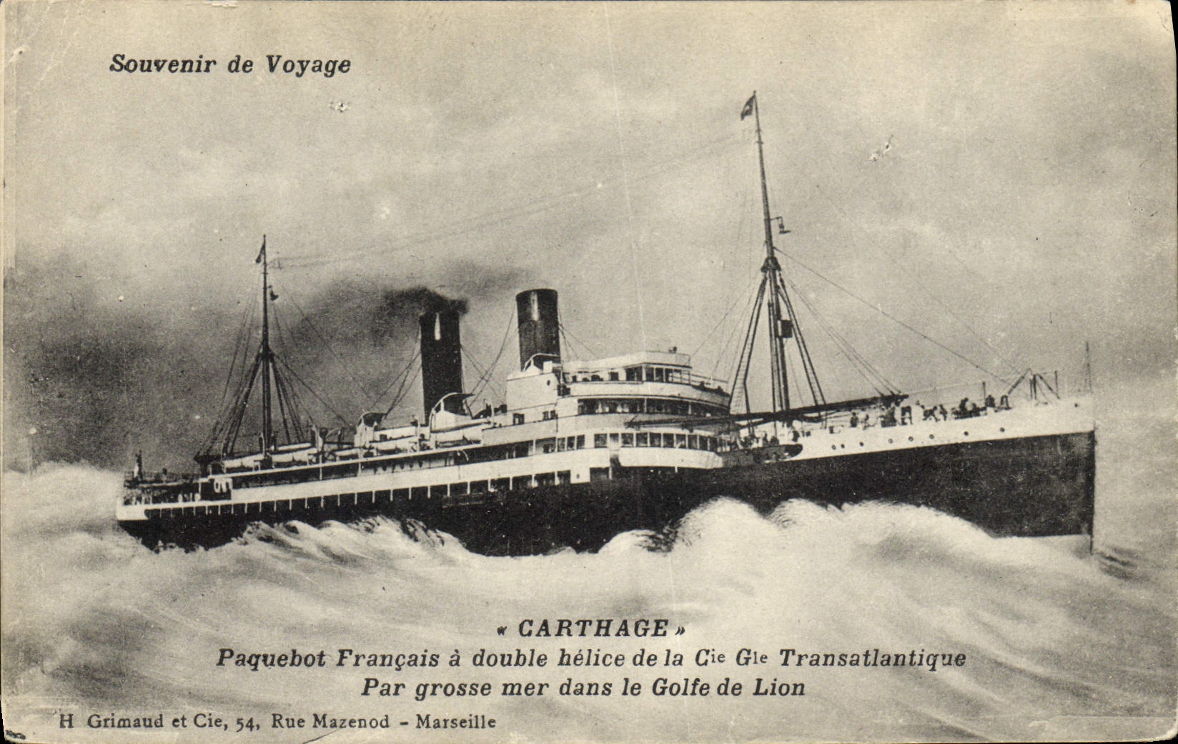 CPA Bateau Paquebot francais a double helice de la Cie Transatlantique Carthage