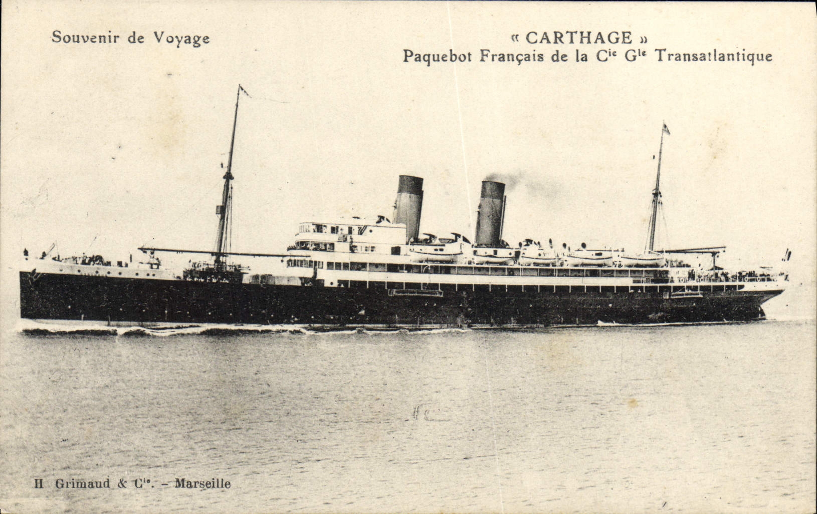 CPA Bateau Paquebot Francais de la Cie Gle Transatlantique Carthage 