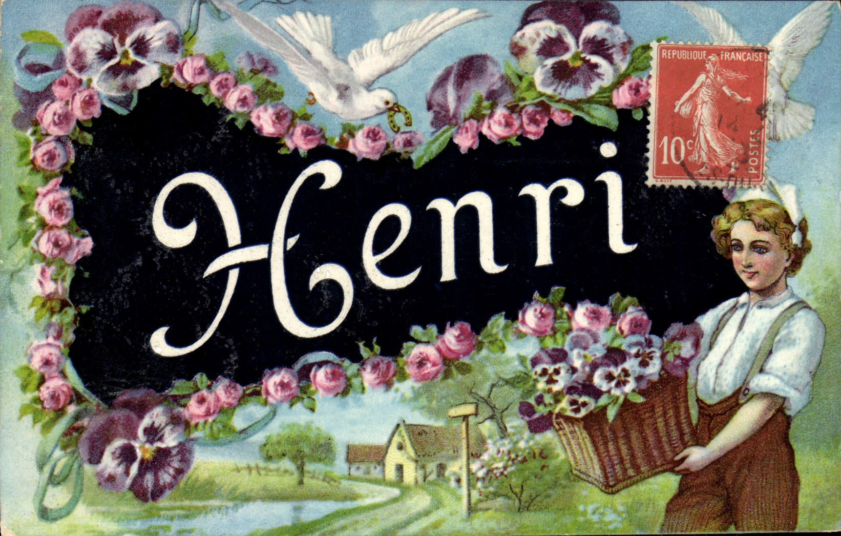 VINTAGE POSTCARD Fantasy Henri First name