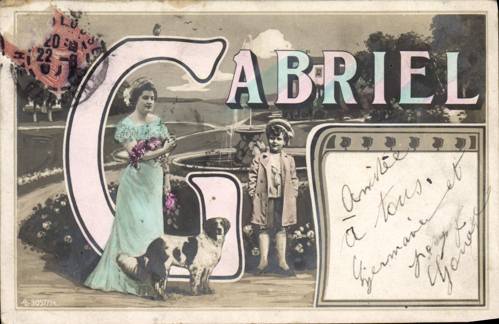 VINTAGE POSTCARD Fantasy Gabriel First name