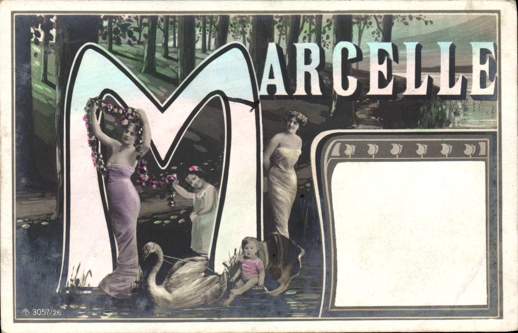 VINTAGE POSTCARD Fantasy Marcelle First name
