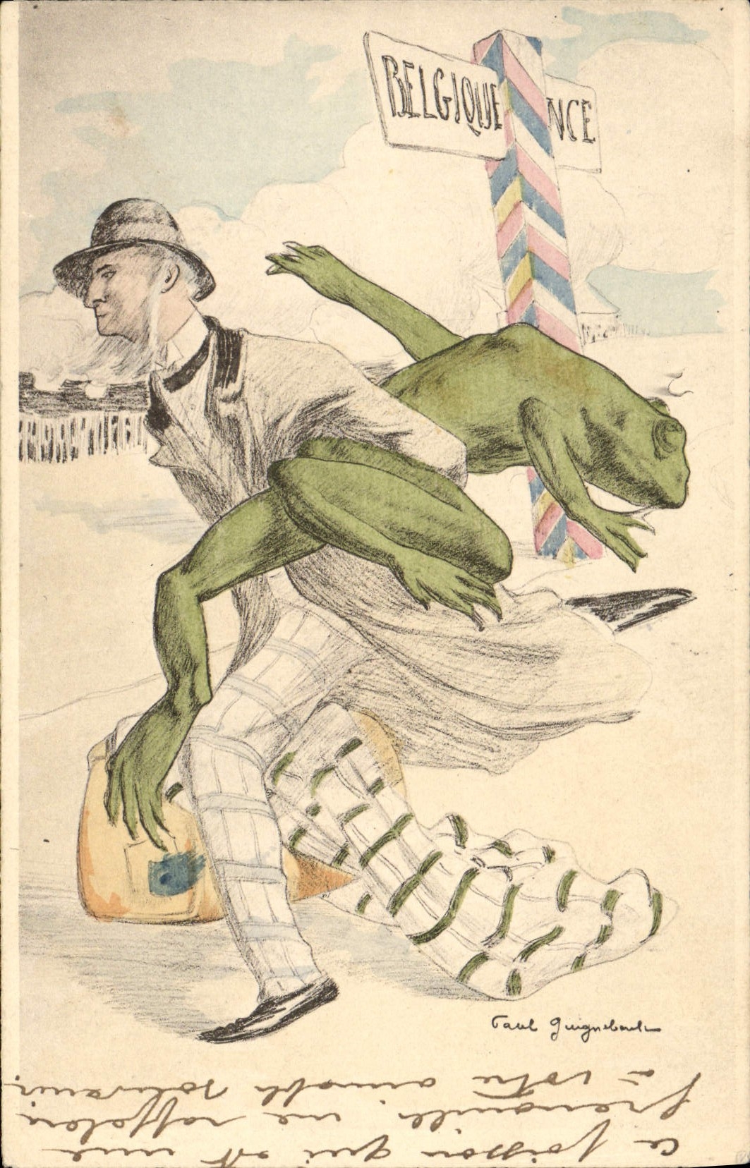 CPA Grenouille Crapaud Belgique France