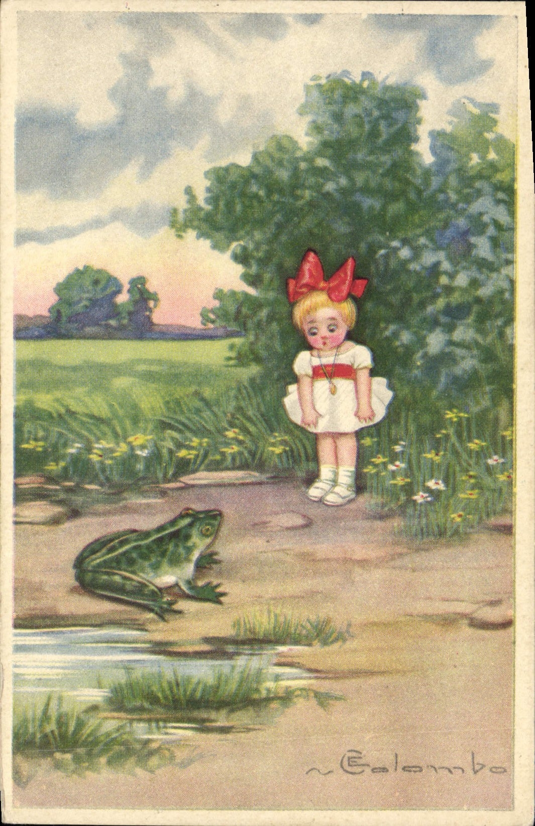 CPA Grenouille Crapaud Enfant Illustrateur