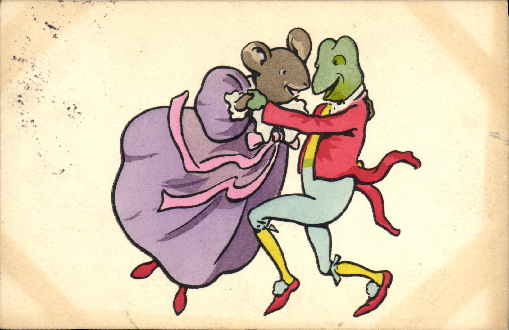 VINTAGE POSTCARD Frog Toad Mouse
