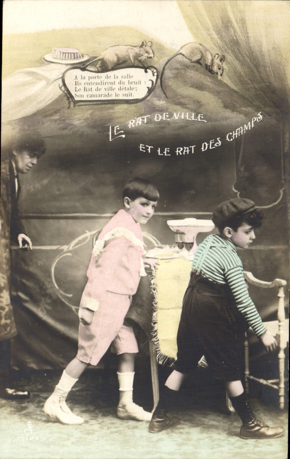 VINTAGE POSTCARD Children the rat of the cities and the rat of the fields