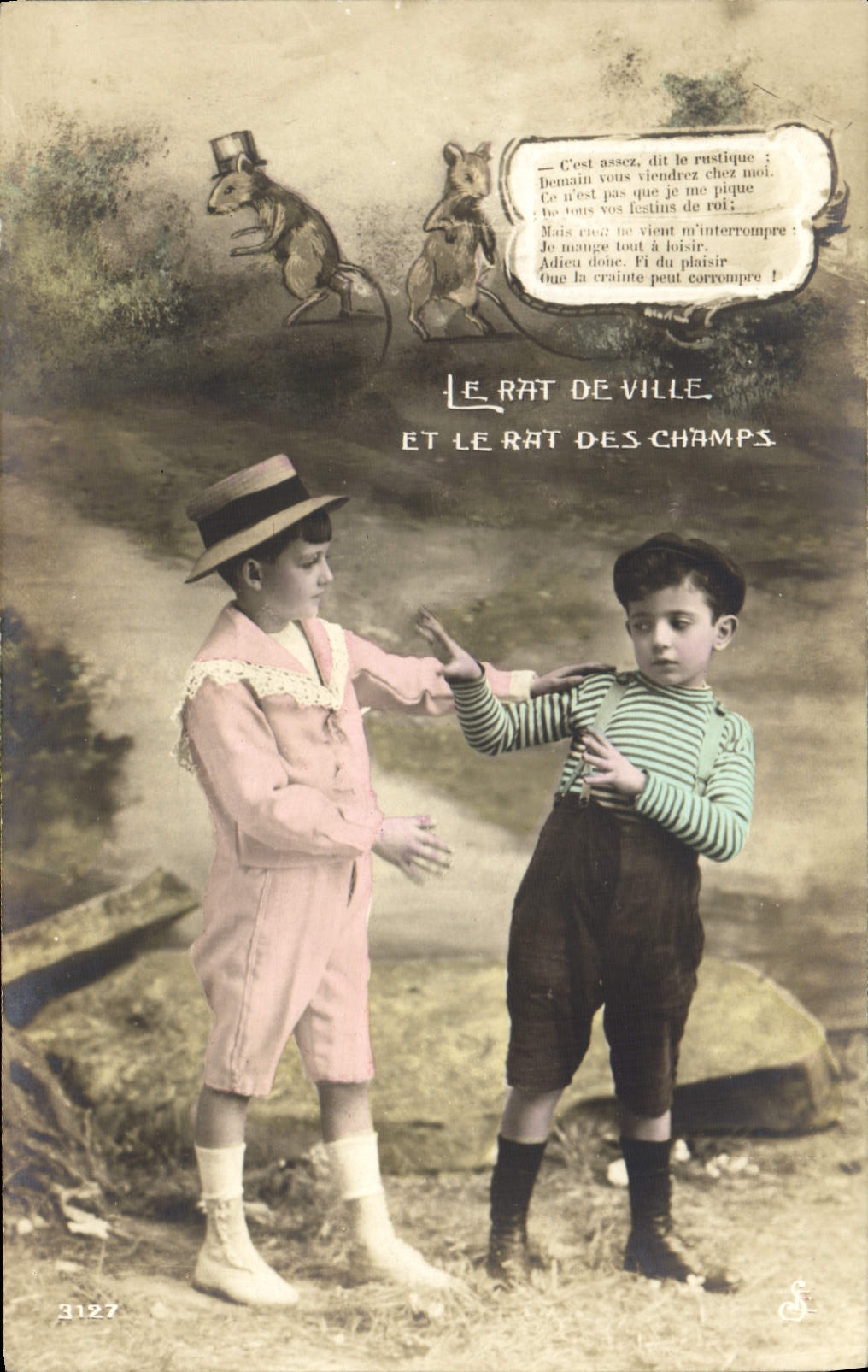 CPA Enfants Le rat des villes et le rat des champs