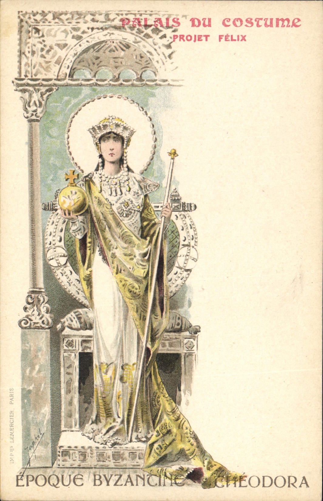 CPA Illustrateur Palais du Costume Projet Felix Epoque byzantine Cheodora