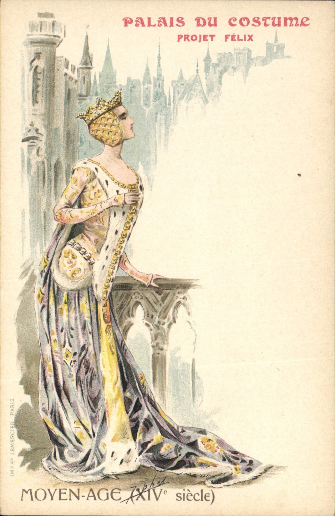 VINTAGE POSTCARD Illustrator Palate of the Costume Project Felix the Middle Ages