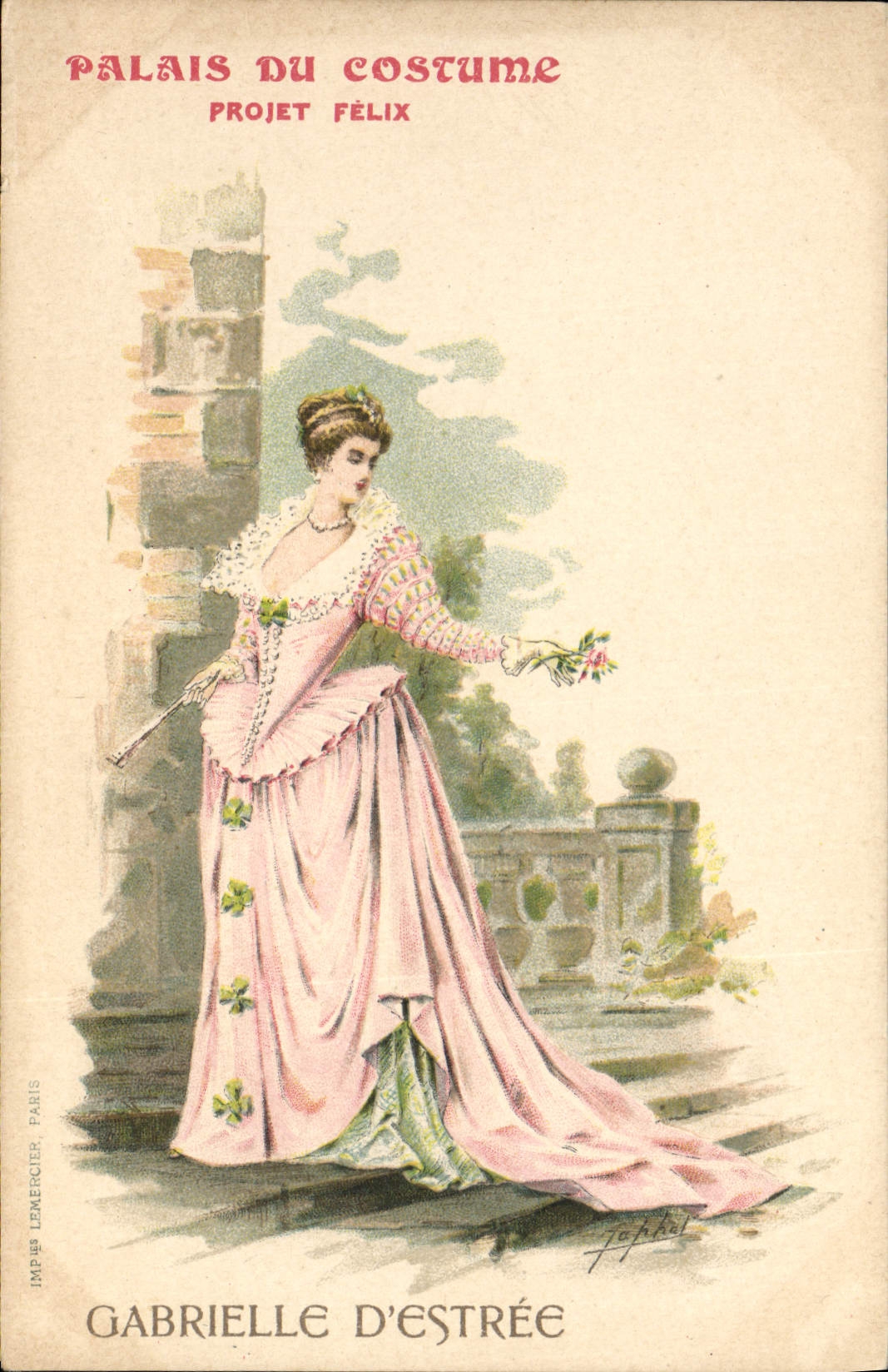 VINTAGE POSTCARD Illustrator Palate of the Costume Project Felix Gabrielle d' Estree
