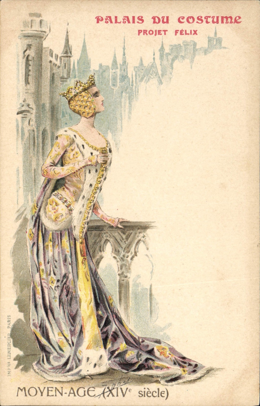 CPA Illustrateur Palais du Costume Projet Felix Moyen Age