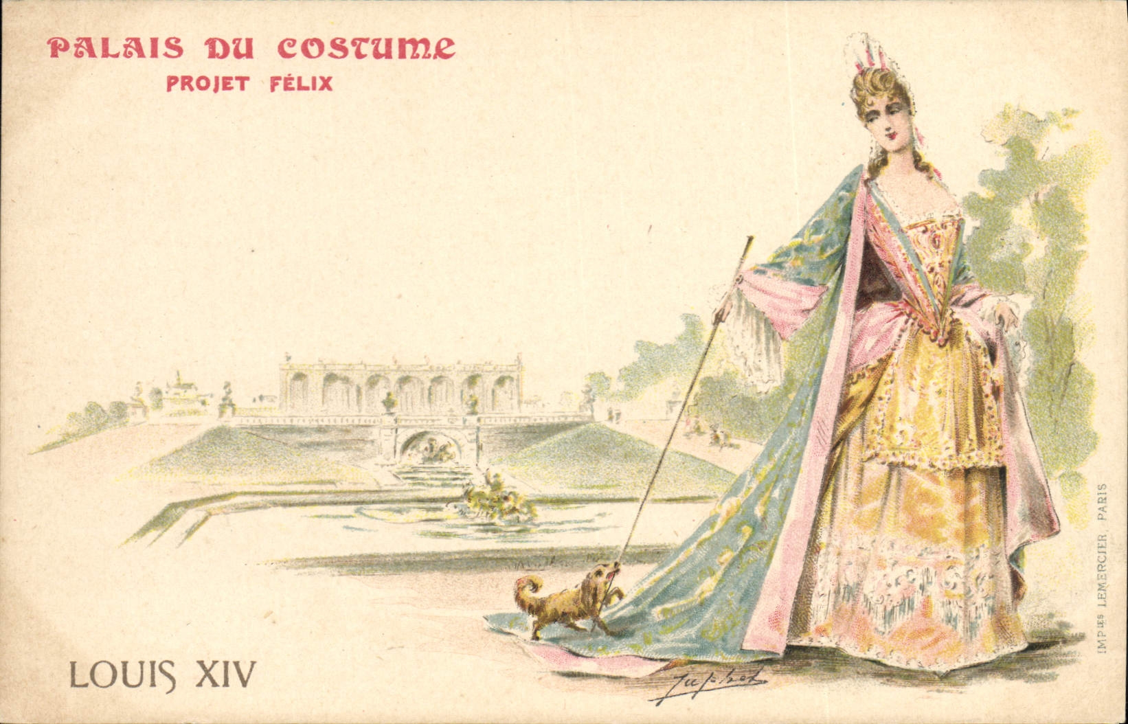 CPA Illustrateur Palais du Costume Projet Felix Louis XIV Chien