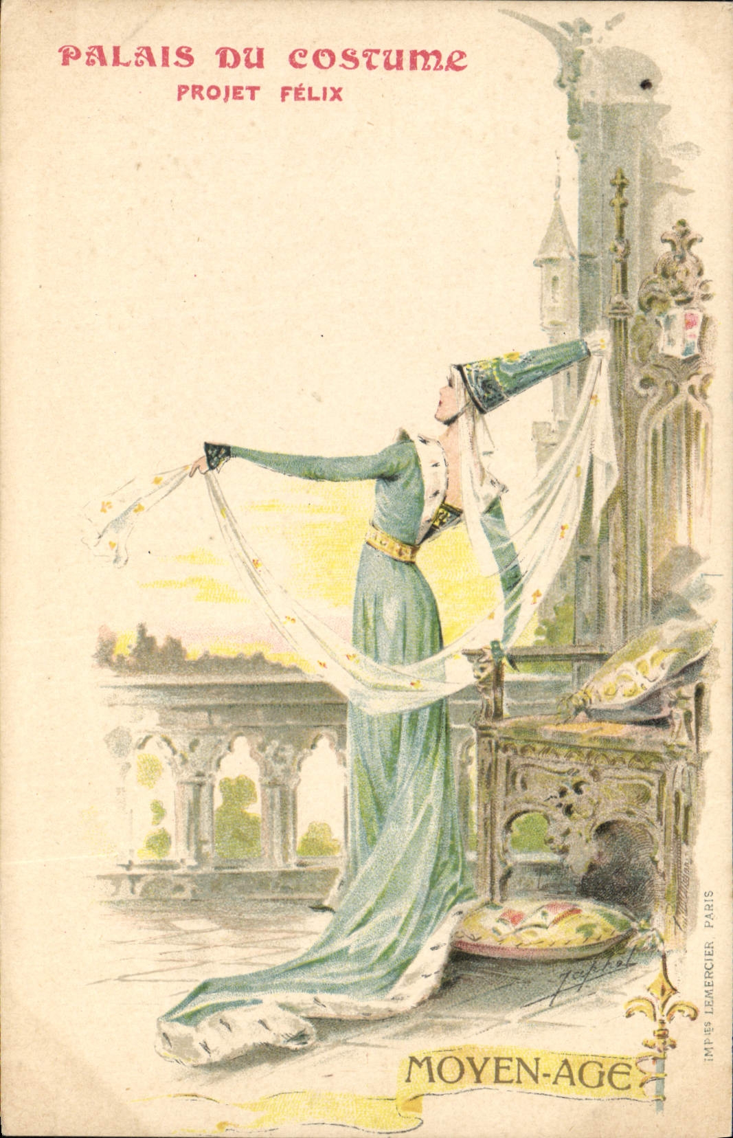 VINTAGE POSTCARD Illustrator Palate of the Costume Project Felix the Middle Ages Fairy