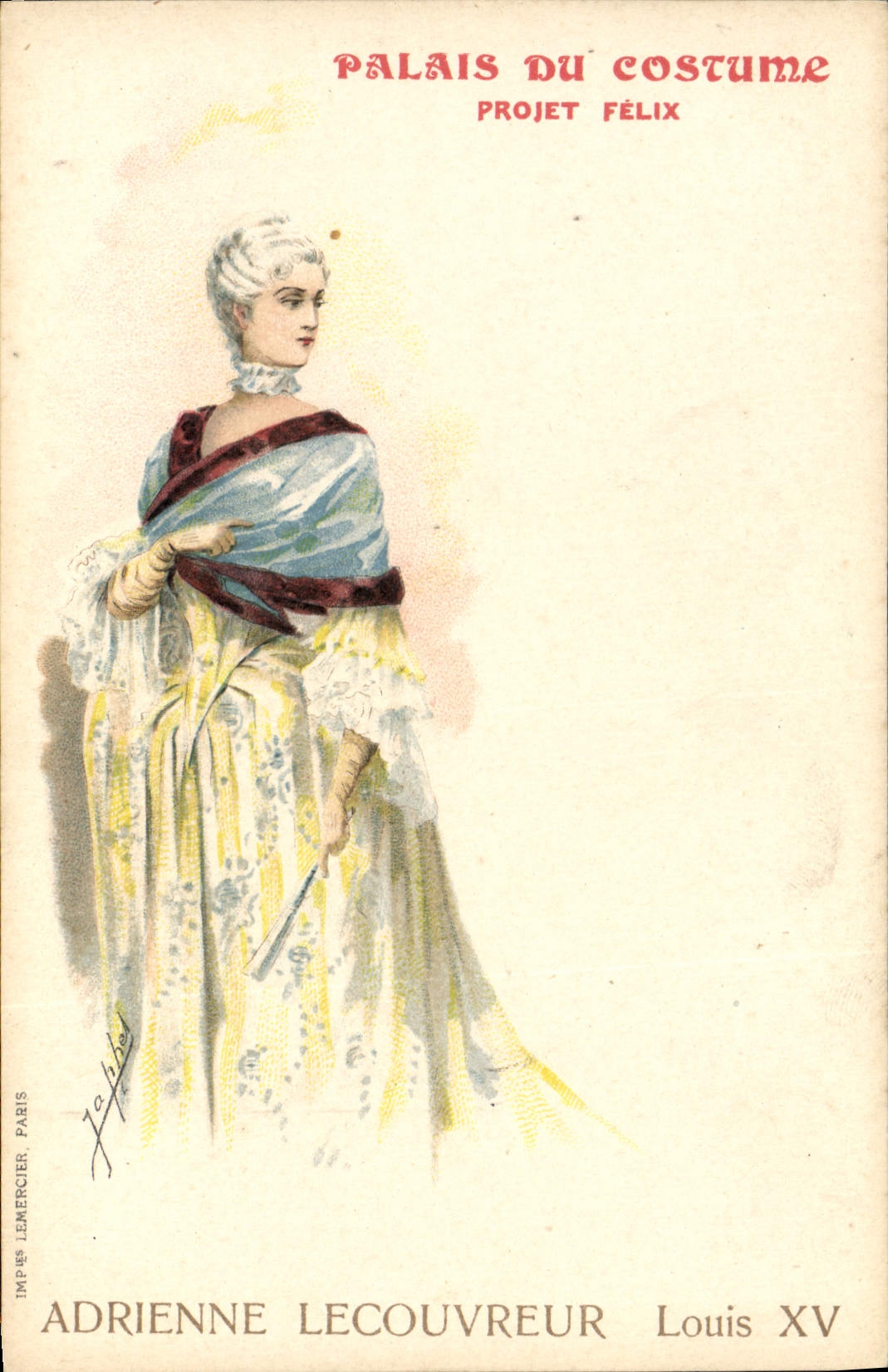 CPA Illustrateur Palais du Costume Projet Felix Femme louis XV Eventail