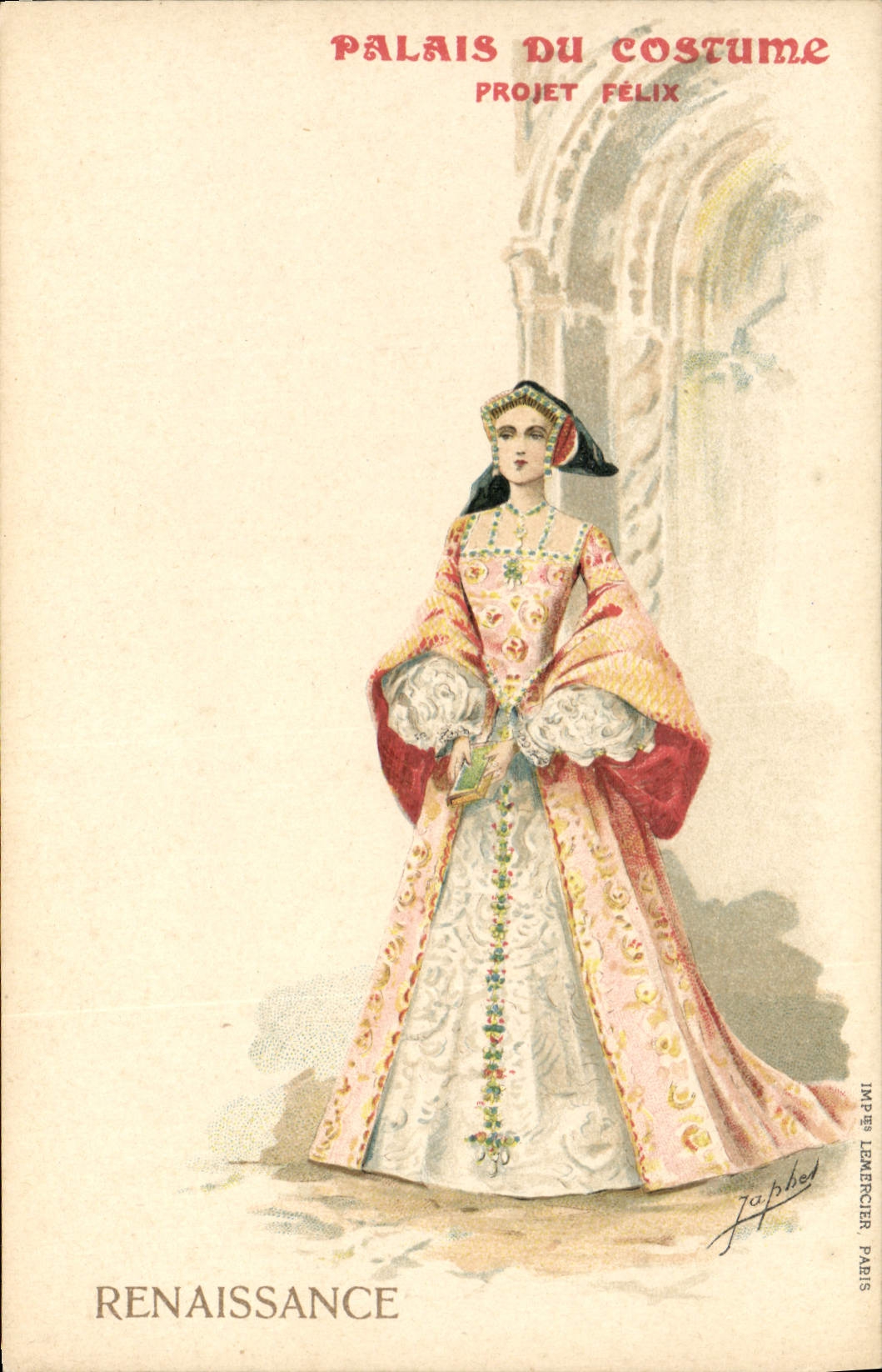 VINTAGE POSTCARD Illustrator Palate of the Costume Felix Project Renaissance
