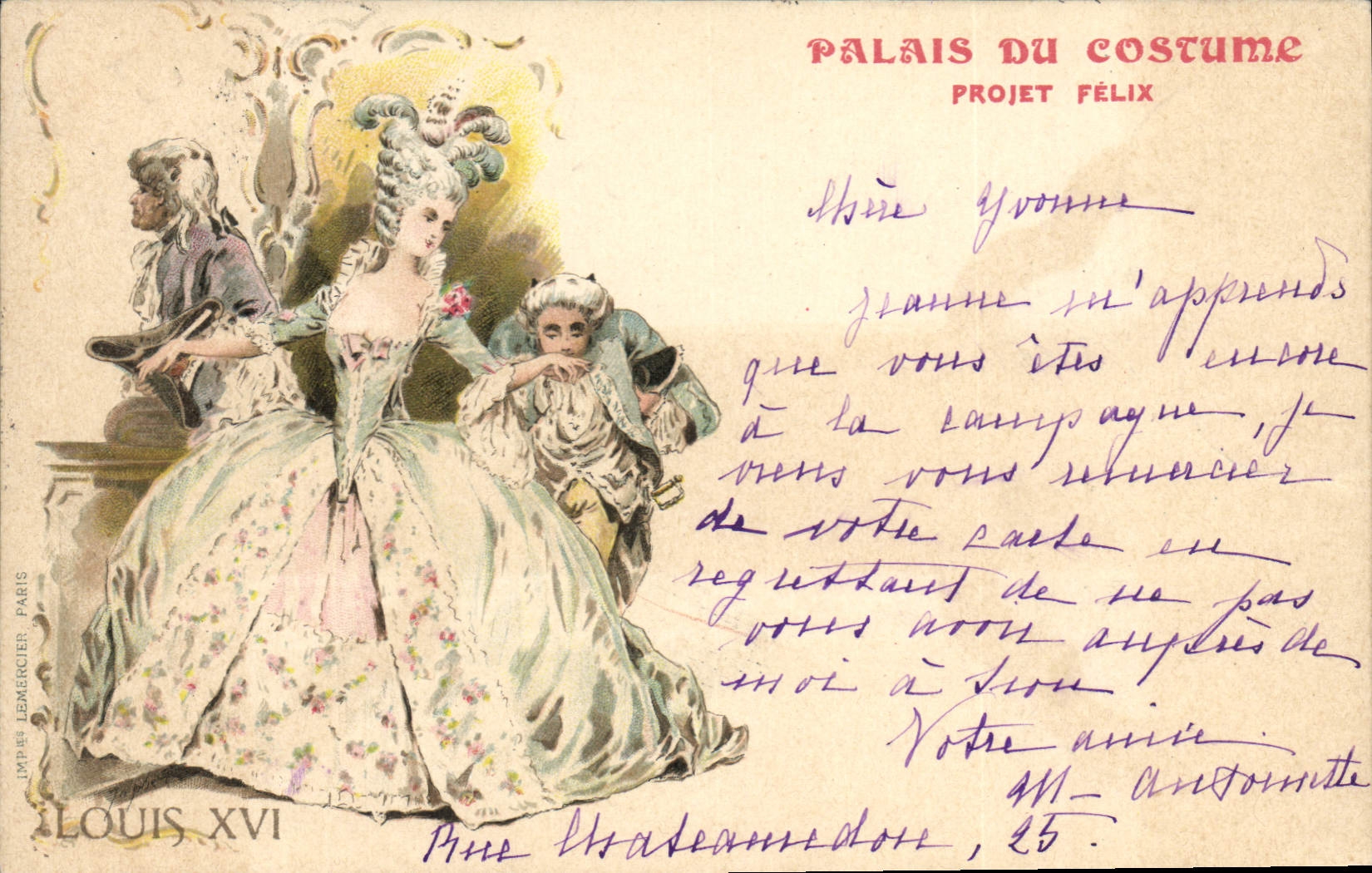 CPA Illustrateur Palais du Costume Projet Felix Louis XVI